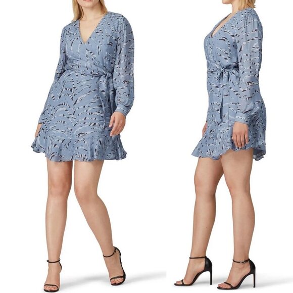 Parker Silk Long Sleeve Ruffle Mini Dress Size 18 Arctic Tiger Print Summer Boho - Picture 1 of 15